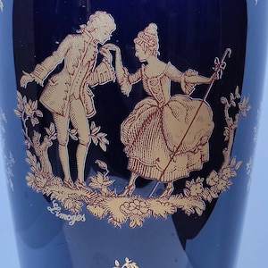 Vintage cobalt blue vase F.M. Limoges France