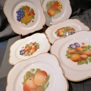 6 Vintage Ceramic Limousine France Decorative Dessert Plates