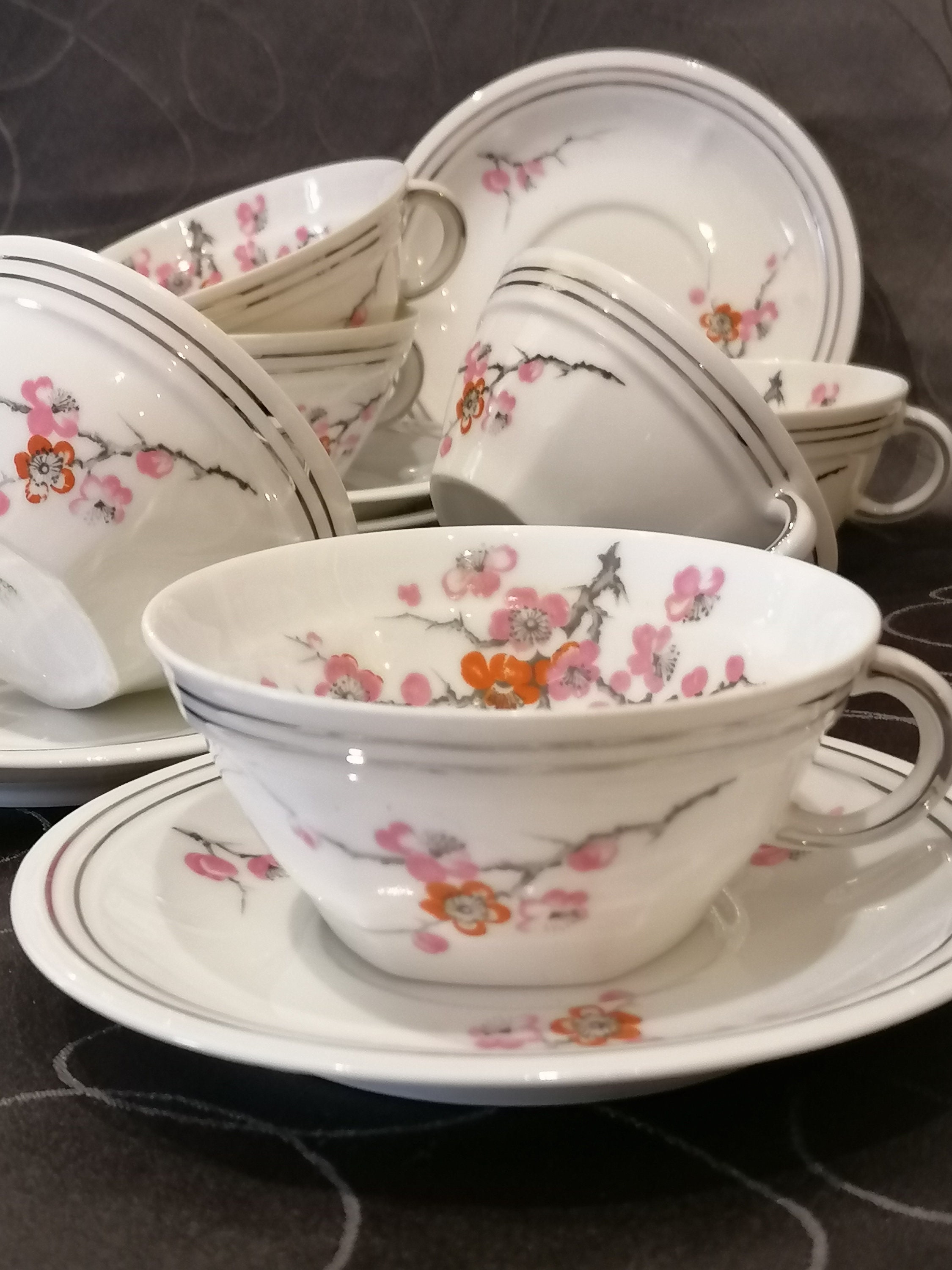 6 Tasse et 6 Soucoupe Porcelaine Vintage Bernardaud Limoges