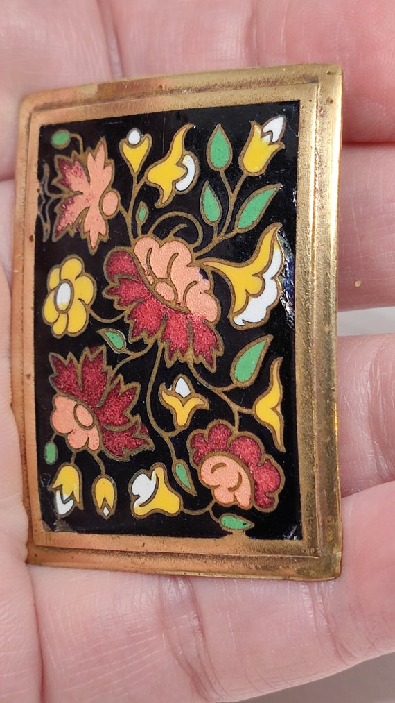 Broche Ancienne En émaux Cloisonné - Pièce Vintage Sans Marque