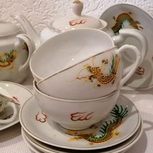 Lucky Japan &quot;Golden Dragon&quot; Porcelain Tea Set