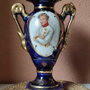 Napoleon II Vase (Napoleon François Joseph Charles Bonaparte) Cobalt Blue. Luxury Porcelain. France