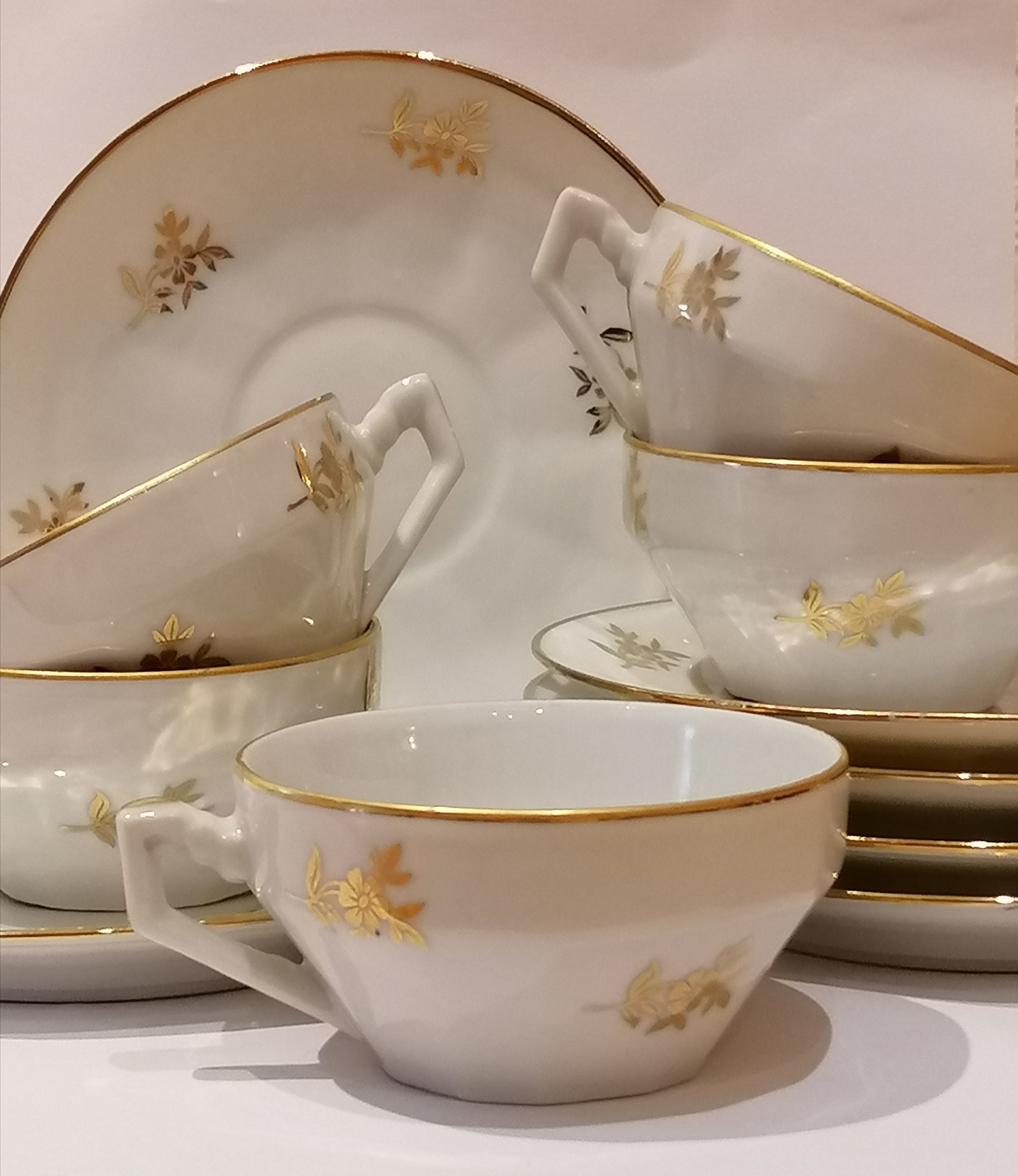 6 Tasse et 6 Soucoupe Porcelaine Vintage de Limoges