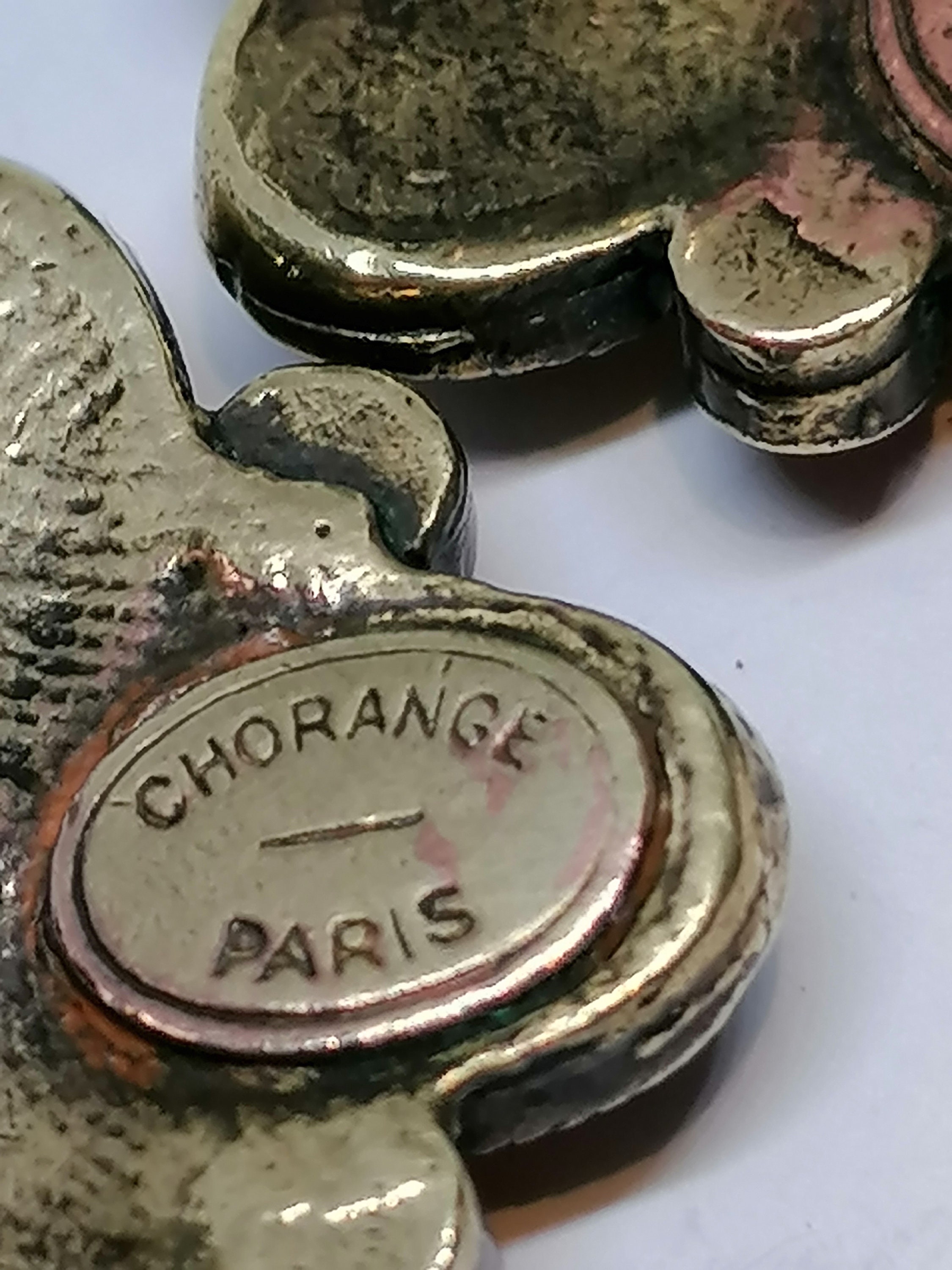 Boucles D'oreilles Dormeuses Vintage Chorange Paris - Argenté, Occasion