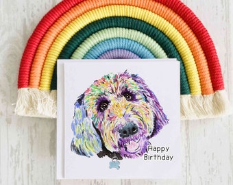 Labradoodle Birthday Card, Personalised Dog Card, Dog Birthday Card