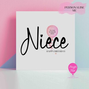 Carte d'anniversaire personnalisée pour nièce - Meilleure nièce du monde