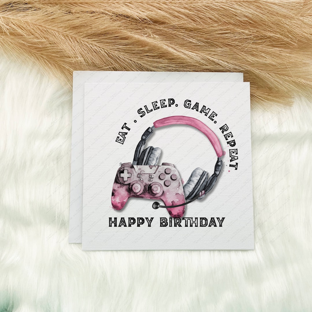 Personalised Gamer Birthday Card Gaming Birthday Card Eat Etsy