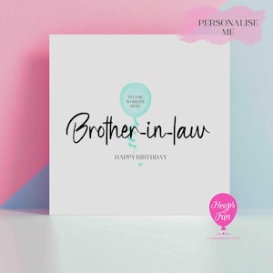Carte d'anniversaire personnalisée pour beau-frère - Meilleur beau-frère au monde