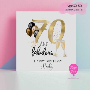 Carte d'anniversaire personnalisée 70e - 70 ans et fabuleuse carte d'anniversaire pour les âges - 30e 40e 50e 60e 70e 80e