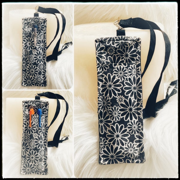 Teacher/ Student Pen holder with lanyard, pen case keychain, lanyard accessories, School & office, Teacher gift, fabric pen holder