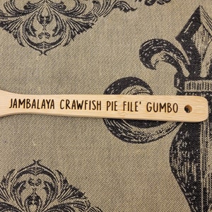 Jambalaya kräftpajfil Gumbo bambu köksredskap. Lasergraverade.