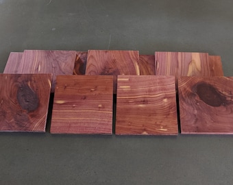 Texas Cedar Coaster Squares. Finished Cedar Wood. Locally Sourced.