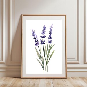 Aquarell Lavendel Wand Kunst druckbare botanische Blumen Poster lila Blumen digitaler Download Kräutergarten Natur Aquarell Dekor