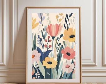 Colorful Wildflower Art Print: Botanical Floral Home Decor (Digital Download)