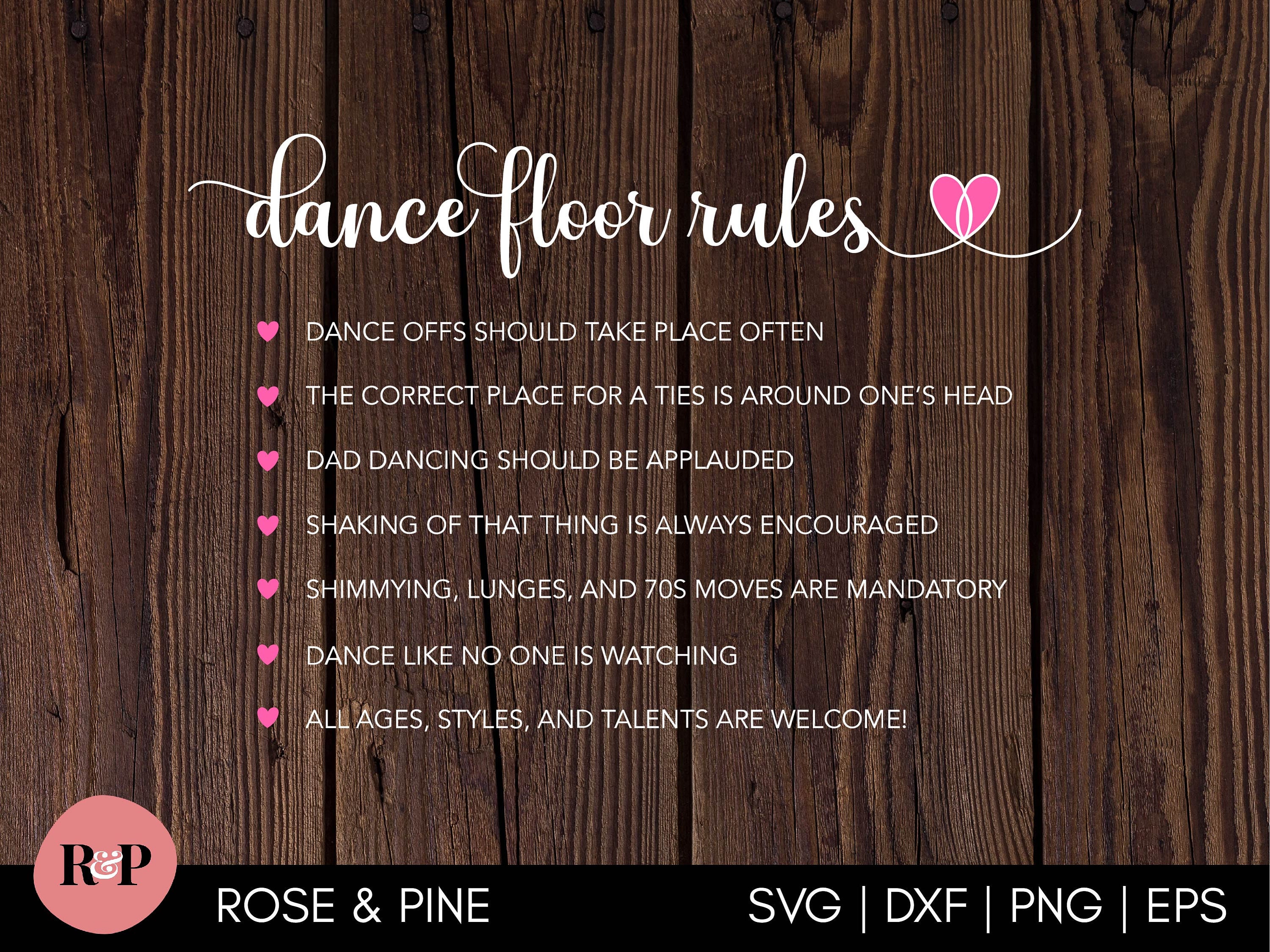 Dance Floor Rules svg Wedding Sign svg Wedding reception Etsy