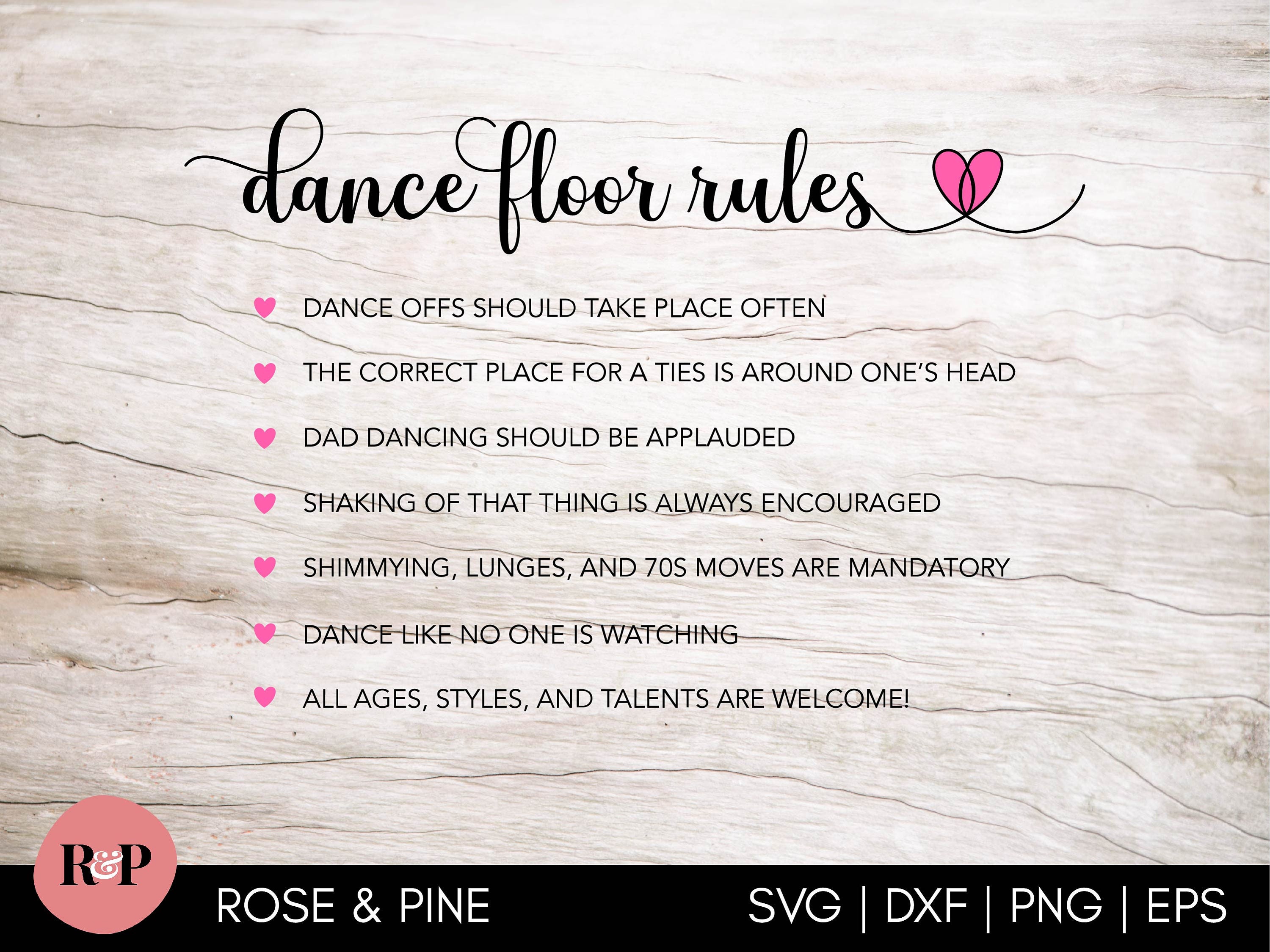 Dance Floor Rules svg Wedding Sign svg Wedding reception Etsy
