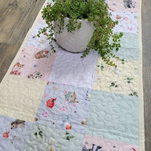 Quilted table runner - spring pastels table runner