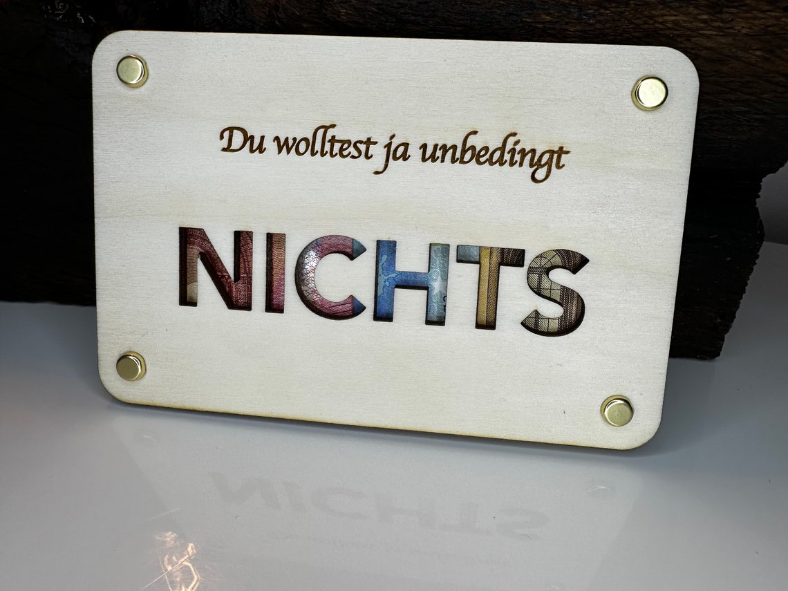 Geldgeschenk-Verpackung "NIX" – Lustige Holz-Geschenkbox Für Geld, Ideal Für Geburtstag, Hochzeit & Mehr