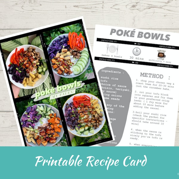 Printable Vegan Recipe - Dinner Inspiration for Vegans - Bowl Food - Simple easy to follow Recipe