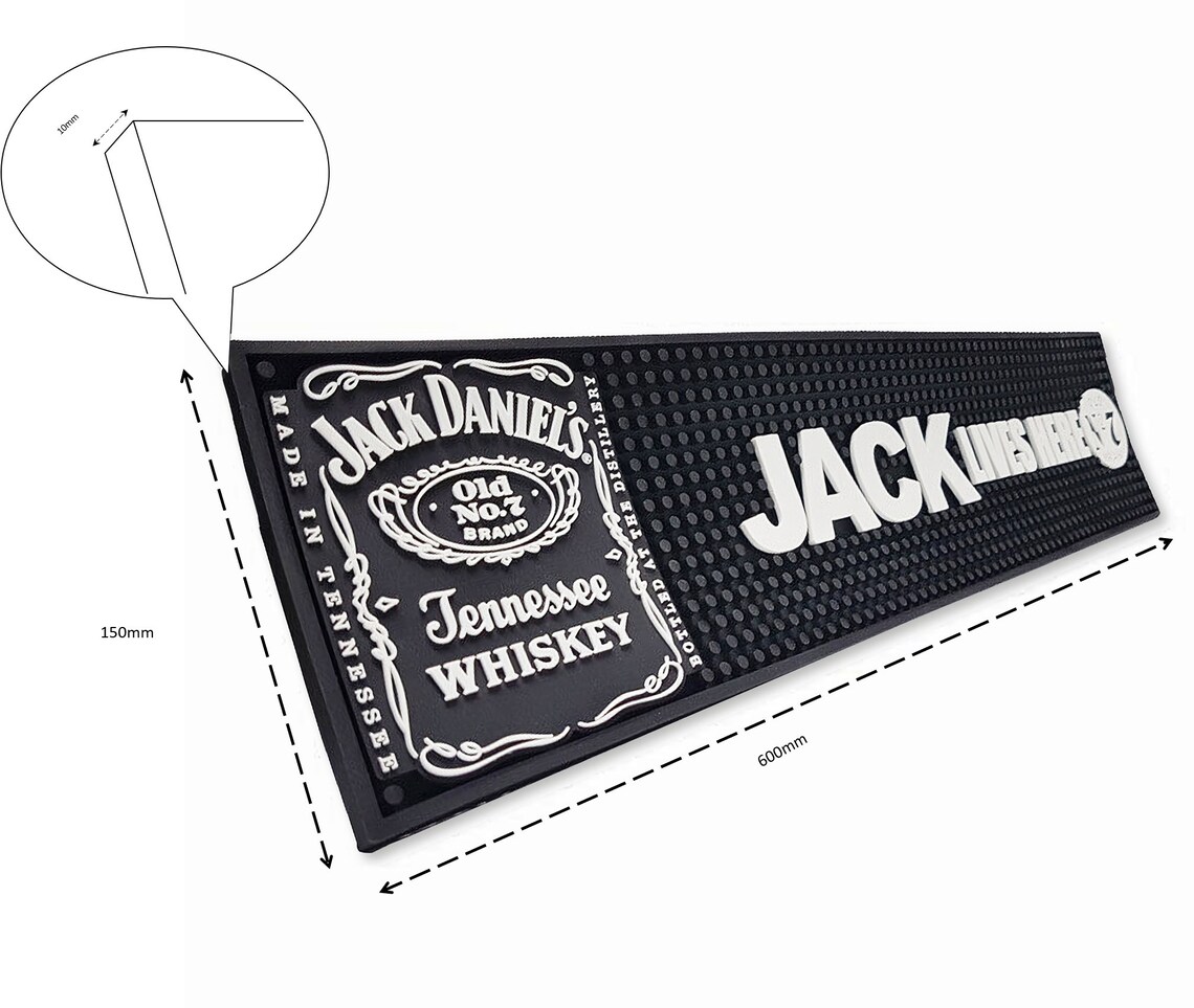 Jack Daniel's Rubber Wetstop Bar Drip Mat Runner 560mm x Etsy