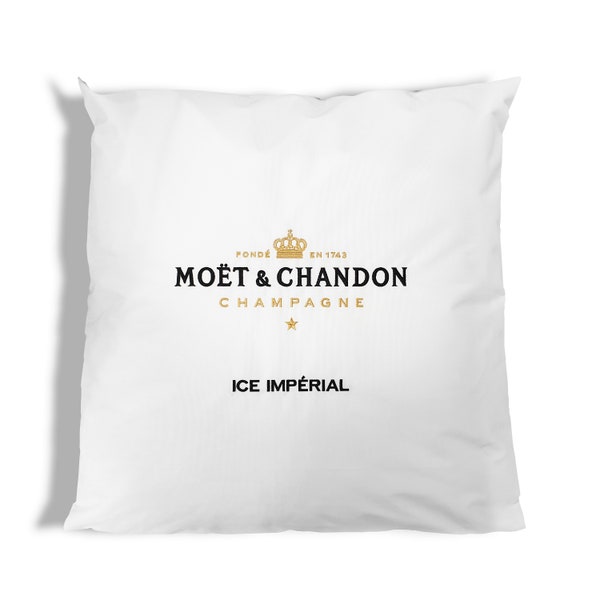 Moet and Chandon Indoor/Outdoor Cushion Cover with Included Cushion - White