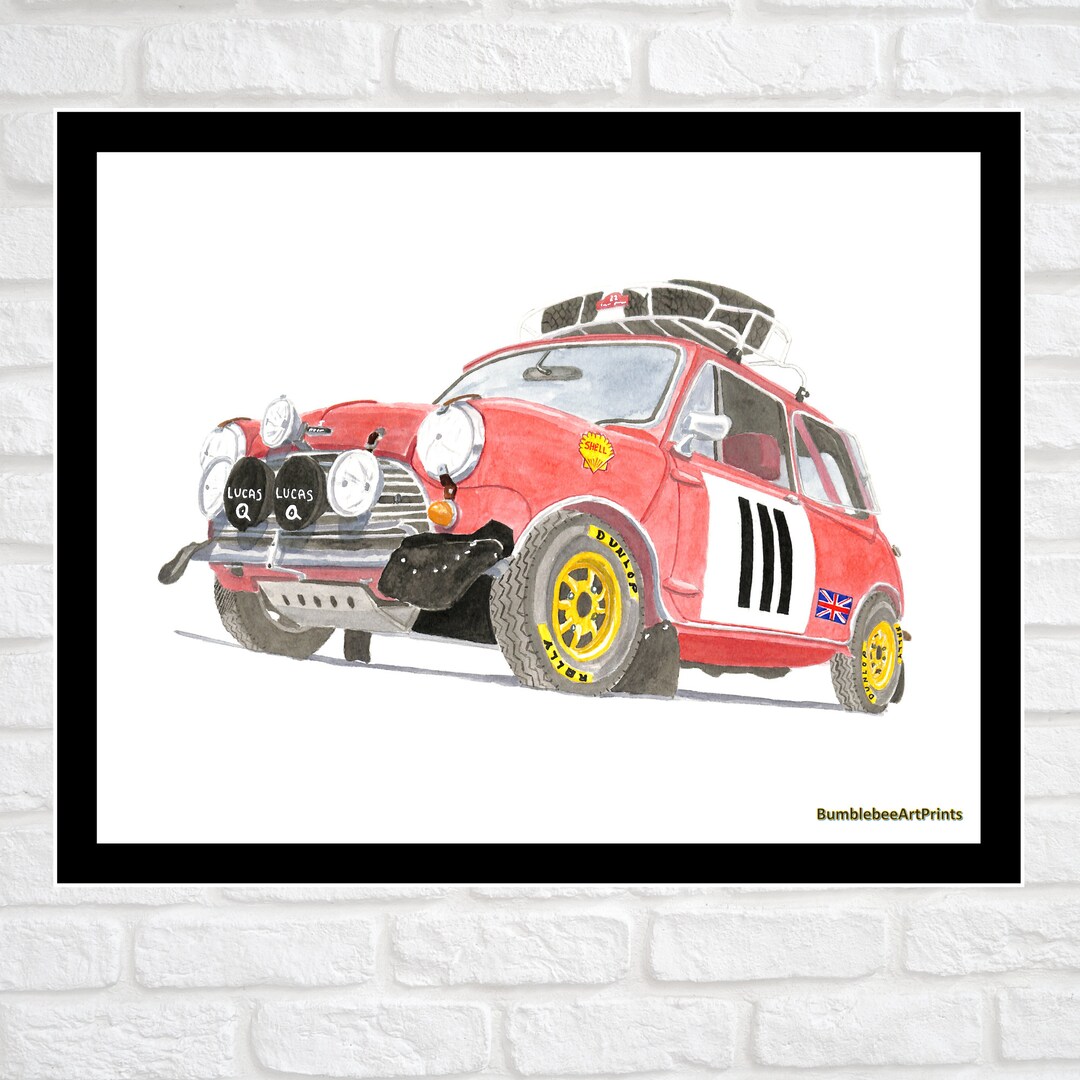 Mini Cooper S Rally, Car Print, Car Printable, Classic & Vintage Car ...