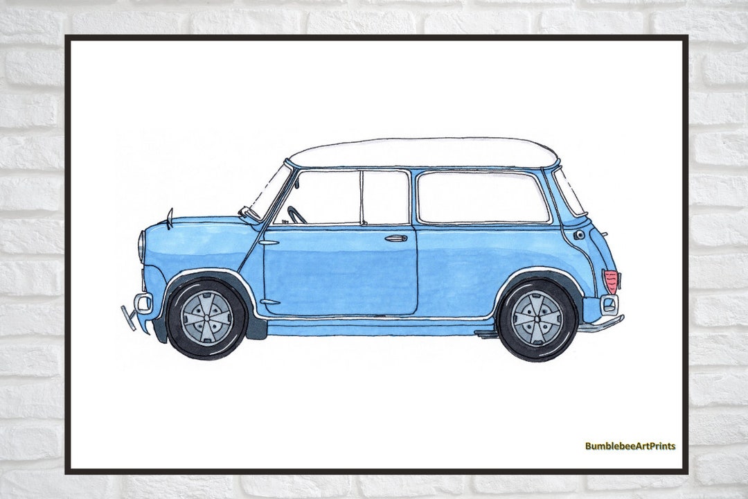 Mini Cooper 1958, Car Print, Car Printable, Classic &amp; Vintage Car Art, Car Wall Décor, Kids Room ...