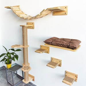 Cat shelves set, Cat wall furniture, Cat hammock, Cat bridge, Cat bed, Cat ladder, Cat wall shelves, Cat shelf