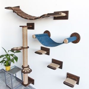 Cat hammock, Cat shelves for wall, Cat tree, Cat climbing wall, Cat steps