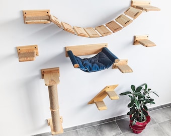 Cat furniture for wall, Cat shelves for climbing, Wall-mounted  cat bed, Cat tree wall, Cat hammock