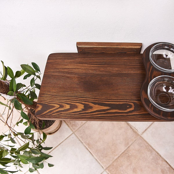 Feeder shelf for cats with 2 bowls, Cat shelf, Cat feeding bowl, Еlevated cat bowl, Cat shelves, Cat food bowl stand, Cat tree