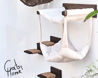 Cute cat hammock, cat toy, cat wall hammock, kitten toys, handmade cat accessories, cat wall toys, new cat gift, cat toys, wall cat hammock