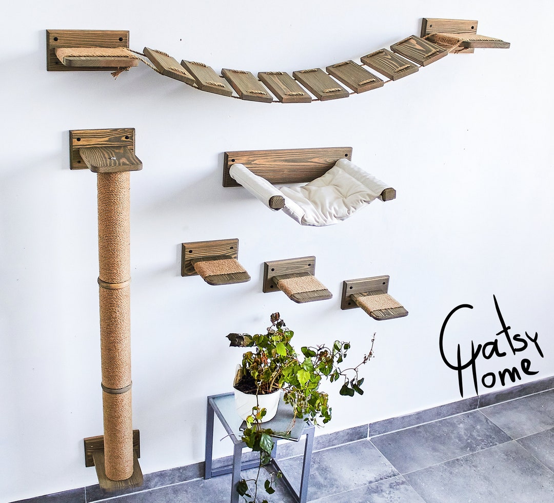 Cat Tower for Climbing, Cat Wall Furniture, Cat Shelves, Cat Scratching
