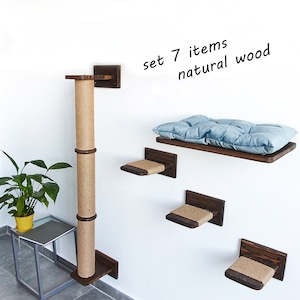 Cat furniture set, Cat climbing, Cat shelves for walls, Cat sisal pole, Cat wall furniture, Cat wall bed