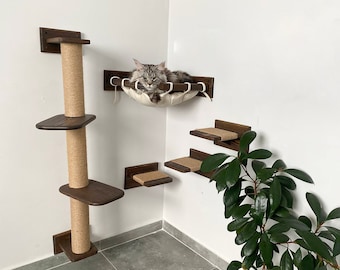 Corner cat bed Cat shelves for wall Cat furniture Cat wall furniture Cat bed wall mounted Cat climbing Corner cat hammock