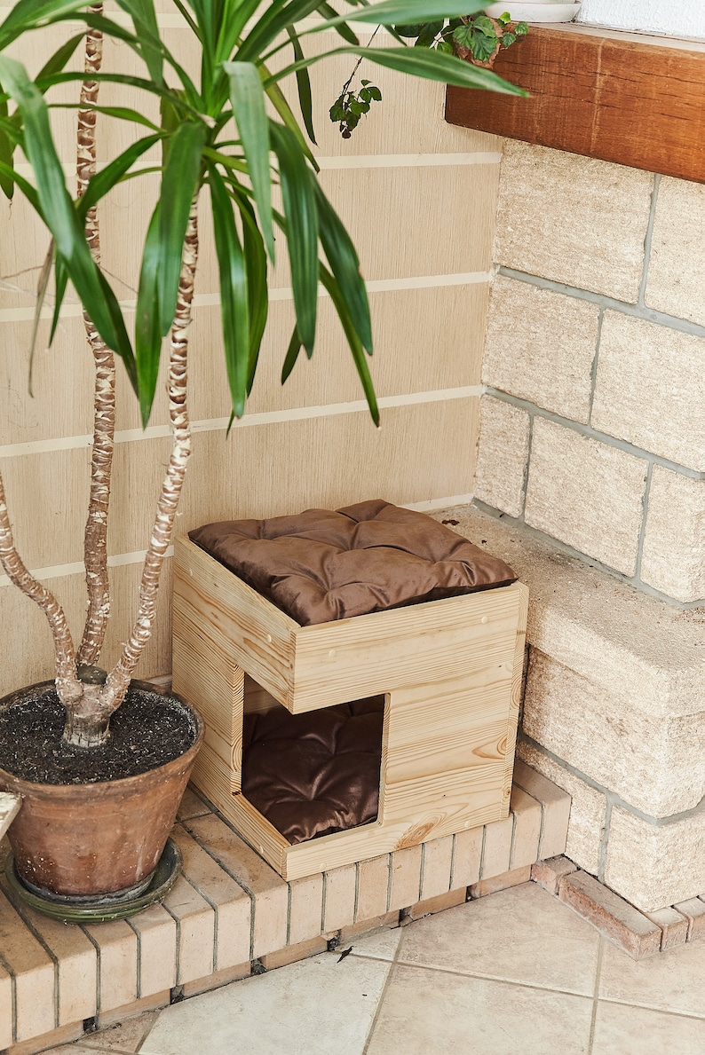 Cat House Cat Furniture Cat Bed With Soft Pillow Pet House Etsy