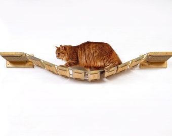 Cat ladder floating, Cat shelf, Modern cat furniture 100% solid wood, Cat bed, Cat perch