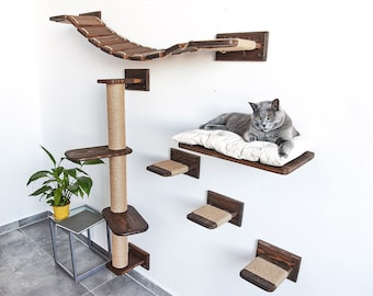 Cat Shelves for Climbing, Cat Wall Furniture, Cat Tower, Cat Shelf with Soft Cushion, Cat scratching post, Cat play furniture