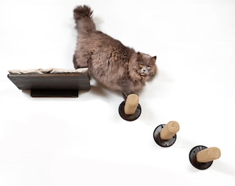 Set of furniture for cats with a shelf and  soft cushion, Cat wall furniture, Cat shelves for wall, Cat bed, Cat gift