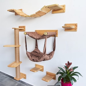 Katzenmöbel, Katzenwandregal, Katzenkratzbaum, Katzenbaummöbel, wandhängendes Katzenmöbel zum Klettern, stylishe Katzenhängematte