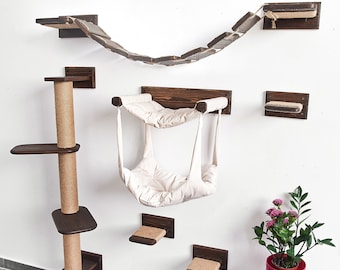 Wall mounted cat furniture, Cat shelves, Cat furniture for climbing, Stylish cat hammock