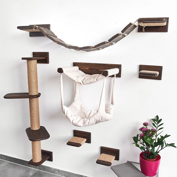 Wall mounted cat furniture, Cat shelves, Cat furniture for climbing, Stylish cat hammock