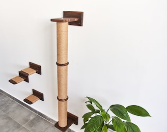 Cat Sisal Scratching Post, Cat Shelves, Cat Climbing Pole, Cat Scratcher, Cat Wall Furniture, Cat Steps, Natural wood cat play furniture