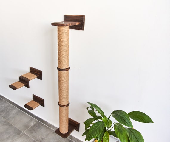 Cat Sisal Scratching Post Cat Shelves Cat Climbing Pole Cat Scratcher Cat Wall Furniture Cat Steps Natural Wood Cat Play Furniture Etsy