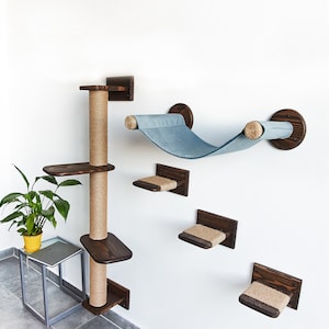 Cat shelves set, Cat shelf floating, Cat furniture, Cat tree, Cat supplies, Cat climbing, Cat shelf for walls, Cat hammock