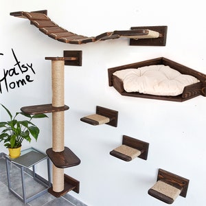 Corner Cat Bed, Cat Climbing, Cat Tower, Cat Furniture, Wooden Cat Bed, Cat Furniture Wall