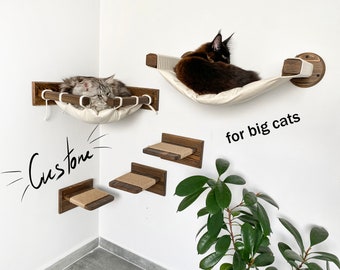 Cat hammock for Maine Coon, Cat shelf for big cats, Large cat bridge, Cat wall furniture, Cat Tree, Large cat shelves, Cat shelves for wall