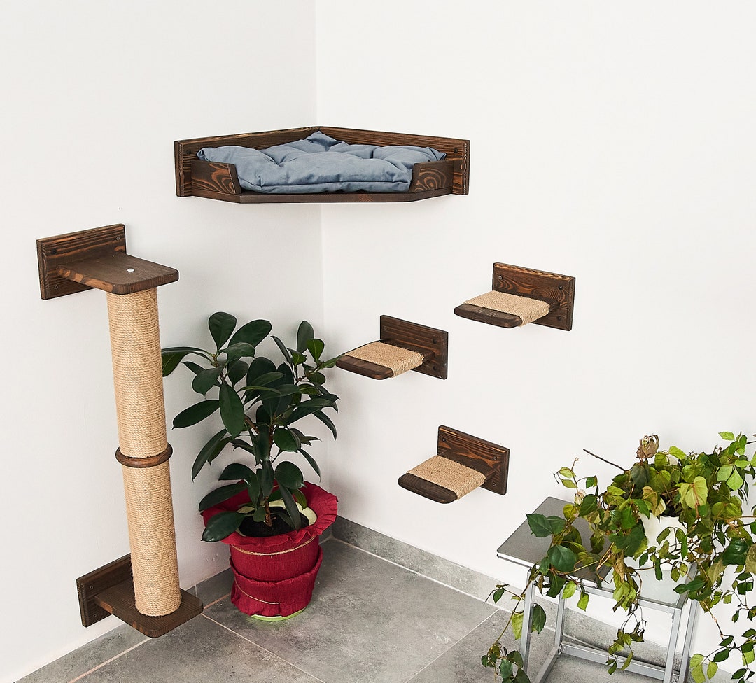 Corner Cat Bed Wall Cat Bed Wooden Cat Bed Cat Bed House Etsy