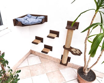 Corner cat shelf, Corner cat bed, Cat furniture, Wall shelves for large cats, Cat climbing tree, Cat scratcher