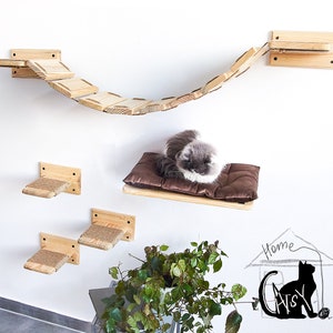 Cat shelves set, Cat walll furniture, Cat bridge, Set of plaing platforms for cats, Cat perch